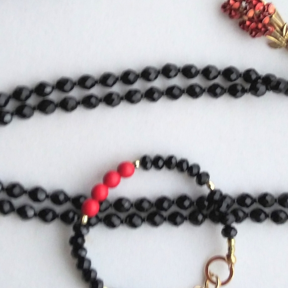 Jet Black long necklace jewlery Set - Picture 2 of 7